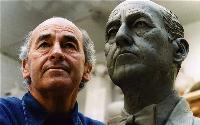 Portrait of Peter Thursby: Peter Thursby with his bust of himself.  Photo: Apex
